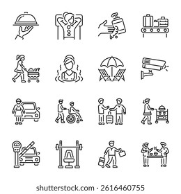 Collection of Linear Style Lodging Icons 


