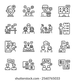 Collection of Linear Style Messaging Icons 

