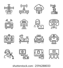 Collection of Linear Style Online Streaming Icons 


