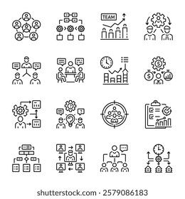 Collection of Linear Style Organization Icons 

