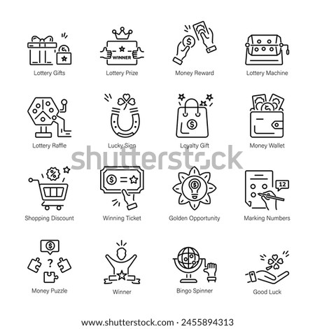 Collection of Linear Style Raffle Icons 

