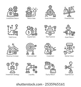 Coleção de ícones de ROI de estilo linear

