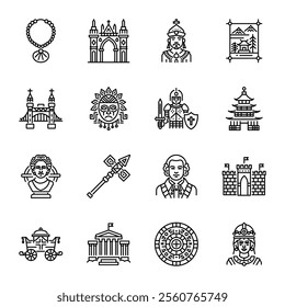 Collection of Linear Style Roman History Icons 