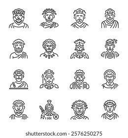 Collection of Linear Style Roman Mythology Icons

