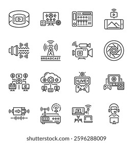 Collection of Linear Style Streaming Art Icons 

