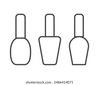 Iconos gráficos de Vector lineal de colección en forma de esmalte para manicura y pedicura.