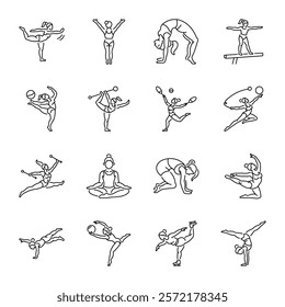 Collection of Linear Women Gymnastics Icons 

