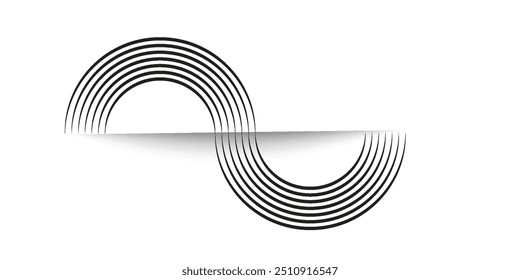 Collection of lines in a circle shape. Isolated thin line spirals towards the edge of the canvas.