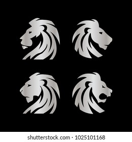 Collection of lion head logo icon template vector