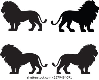 Collection of lion silhouette vector for creative designs