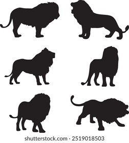  A Collection of Lion Silhouettes in Motion
