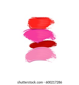 Collection of lipstick smears on white background