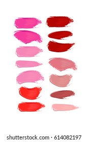 Collection of lipstick smears on white background