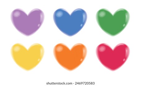 
Collection of liquid 3d hearts isolated on white background. Love symbol icon set. Gradient heart shape vector illustration.