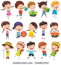 Collection Of Little Cartoon Children