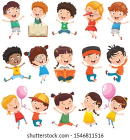 Collection Little Cartoon Children Stock Vector (Royalty Free ...