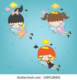 Collection of little fairies vector design