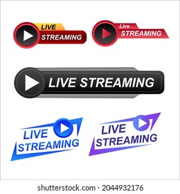 Collection of live stream logo, YouTube live, twitch live logo, live event stickers isolated vector set