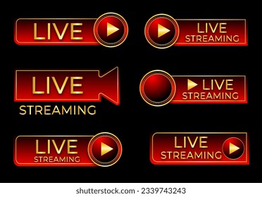 Colección de la forma dorada de streaming en vivo