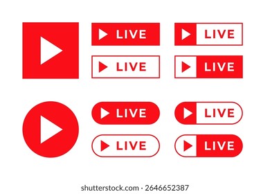 colección del ícono de transmisión en vivo con el Vector de diseño de Botón de juego