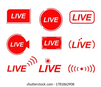 A collection of live streaming icons. for live streaming, broadcast, online streaming. TV shows, shows, films and live shows. Vector Design - Shutterstock ID 1781862908
