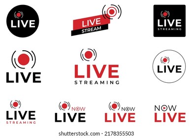 Collection of Live streaming symbol for web and app. Live stream icon set. Flat vector illustration