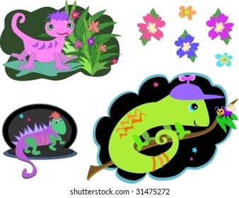 Collection of Lizards Vector