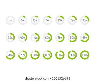 Collection Loading bar status icon. Vector illustration. Set of vector loaded icons. Download progress. Donload or Upload.