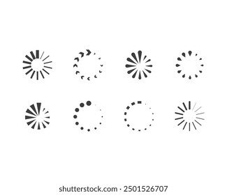 Collection Loading bar status icon. Vector illustration. Set of vector loaded icons. Download progress. Donload or Upload.