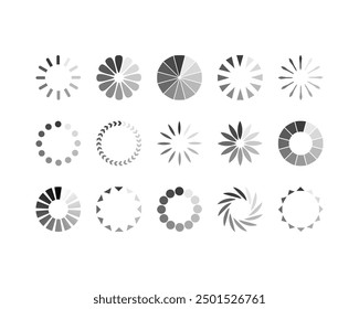 Icono de Estado de la barra de carga de colección. Ilustración vectorial. Conjunto de iconos cargados de Vector. progreso de la Descarga. Descargar o Cargar.