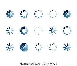 Collection Loading bar status icon. Vector illustration. Set of vector loaded icons. Download progress. Donload or Upload.