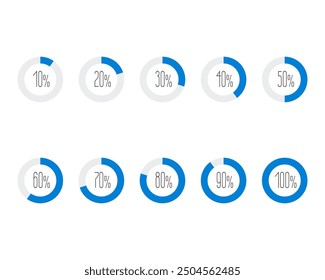 Collection Loading bar status icon. Vector illustration. Set of vector loaded icons. Download progress. Donload or Upload.