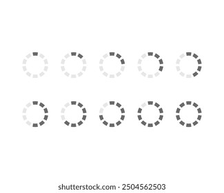 Collection Loading bar status icon. Vector illustration. Set of vector loaded icons. Download progress. Donload or Upload.