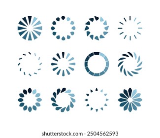 Collection Loading bar status icon. Vector illustration. Set of vector loaded icons. Download progress. Donload or Upload.