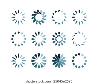 Collection Loading bar status icon. Vector illustration. Set of vector loaded icons. Download progress. Donload or Upload.