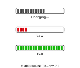 Collection Loading bar status icon. Vector illustration. Set of vector loaded icons. Download progress. Donload or Upload.