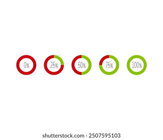 Collection Loading bar status icon. Vector illustration. Set of vector loaded icons. Download progress. Donload or Upload.