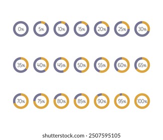 Collection Loading bar status icon. Vector illustration. Set of vector loaded icons. Download progress. Donload or Upload.