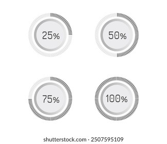 Collection Loading bar status icon. Vector illustration. Set of vector loaded icons. Download progress. Donload or Upload.