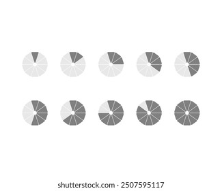 Collection Loading bar status icon. Vector illustration. Set of vector loaded icons. Download progress. Donload or Upload.