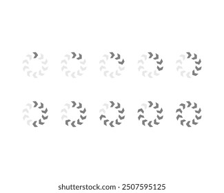 Collection Loading bar status icon. Vector illustration. Set of vector loaded icons. Download progress. Donload or Upload.