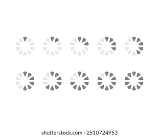 Statussymbol der Sammlungsladeleiste. Vektorgrafik. Satz von vektorgeladenen Symbolen. Download-Fortschritt Herunterladen oder Hochladen.