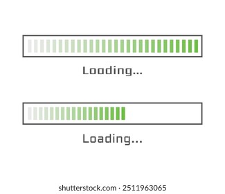 Coleta Ícone de status da barra de Carregamento. Ilustração vetorial. Conjunto de ícones carregados por vetor. Progresso do download. Fazer download ou upload.
