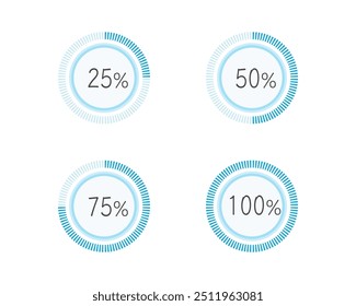 Icono de Estado de la barra de carga de colección. Ilustración vectorial. Conjunto de iconos cargados de Vector. progreso de la Descarga. Descargar o Cargar.