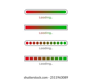 Collection Loading bar status icon. Vector illustration. Set of vector loaded icons. Download progress. Donload or Upload.