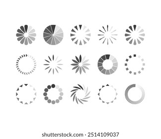 Collection Loading bar status icon. Vector illustration. Set of vector loaded icons. Download progress. Donload or Upload.