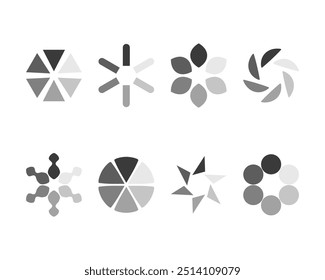 Icono de Estado de la barra de carga de colección. Ilustración vectorial. Conjunto de iconos cargados de Vector. progreso de la Descarga. Descargar o Cargar.
