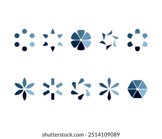 Collection Loading bar status icon. Vector illustration. Set of vector loaded icons. Download progress. Donload or Upload.