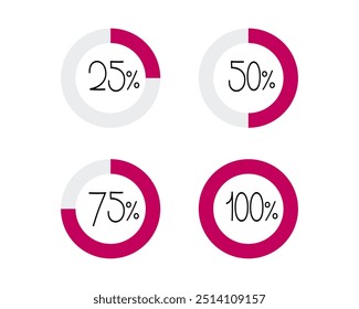 Collection Loading bar status icon. Vector illustration. Set of vector loaded icons. Download progress. Donload or Upload.