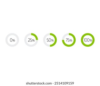 Collection Loading bar status icon. Vector illustration. Set of vector loaded icons. Download progress. Donload or Upload.